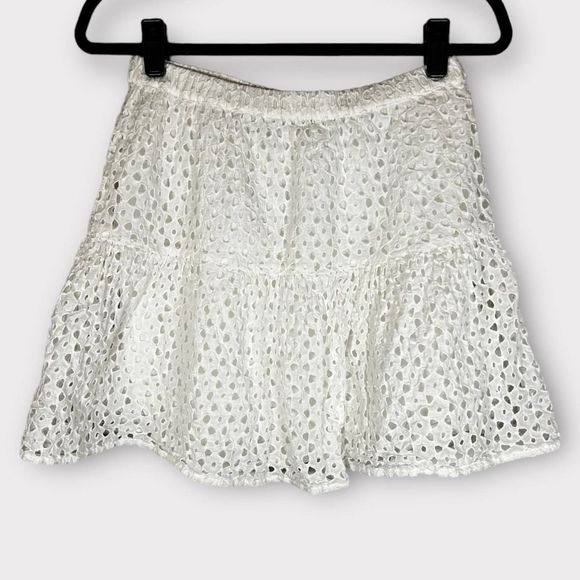Frye x Anthropologie White Eyelet A Line Preppy Skirt Size S - Picture 3 of 6